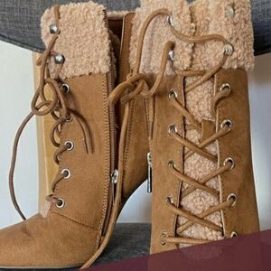Jessica Simpson Brown Lace-Up Heeled Boots